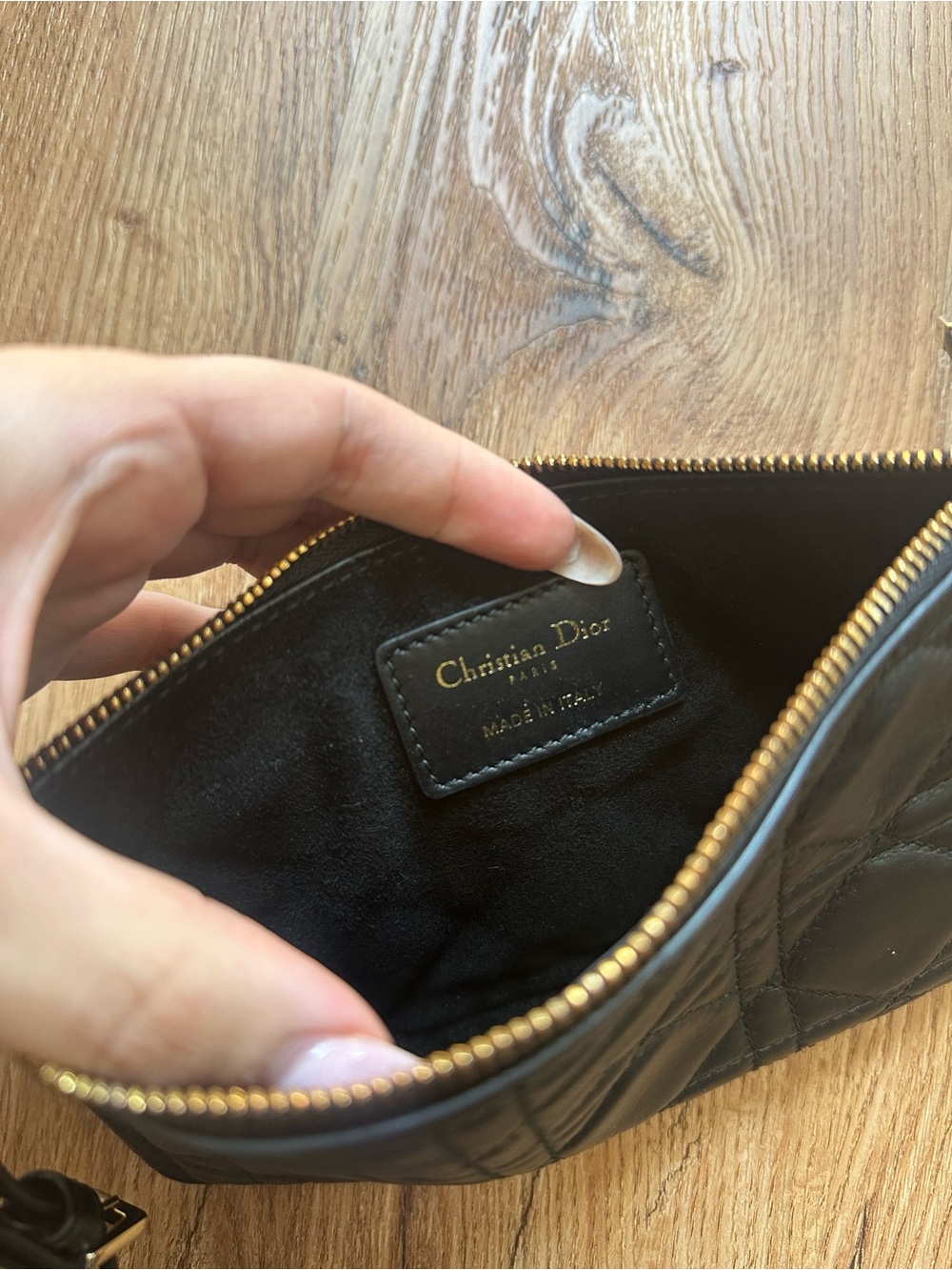 Dior Quilted Black Leather Wristlet Clutch - Picture 3 of 3
